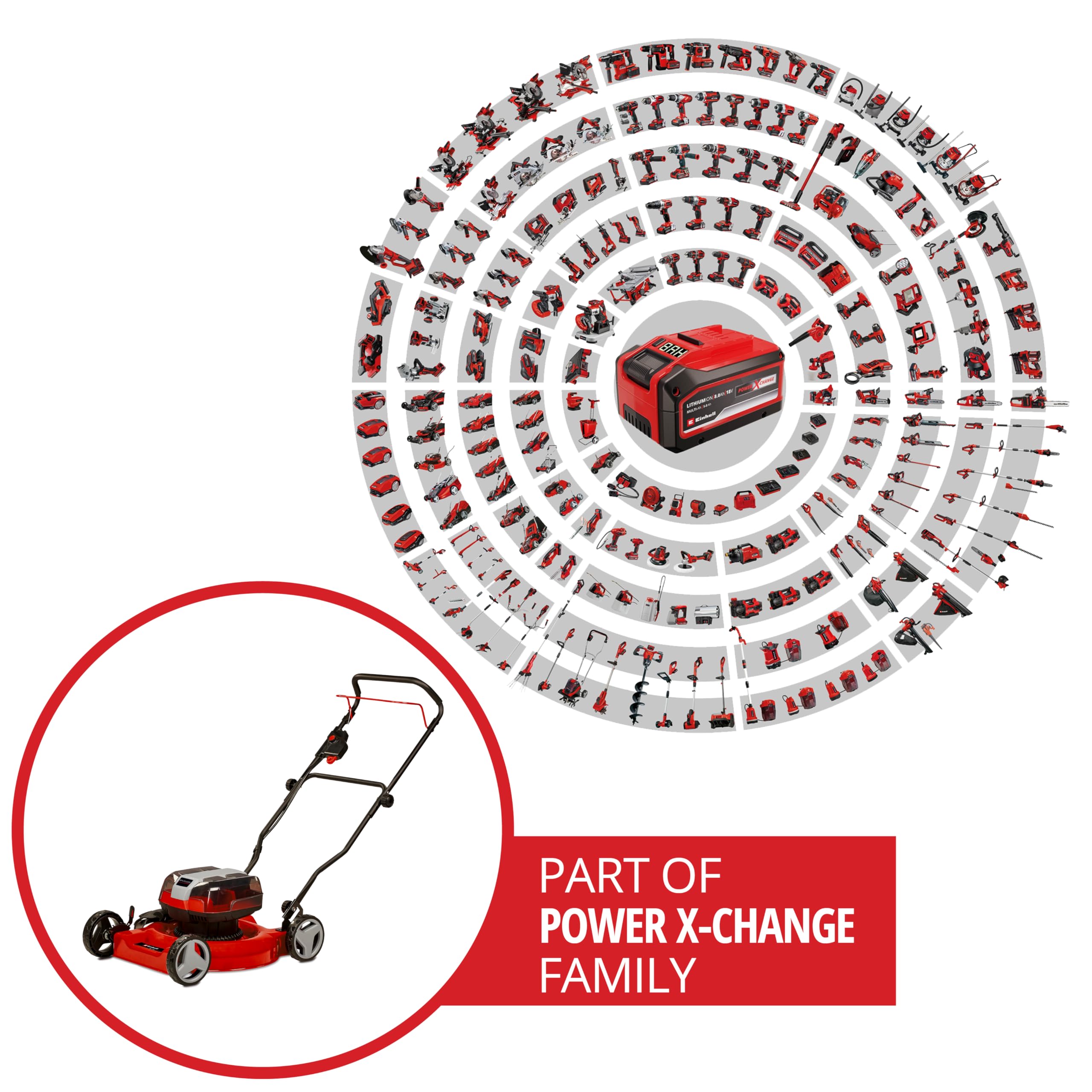 Einhell Akku-Rasenmäher GE-cm 36/48 Li M-Solo Power X-Change (36 V, 48 cm Schnittbreite, bis 1000 m², Brushless, Mulchrasenmäher, 30-75 mm Schnitthöhe, ohne Akku)