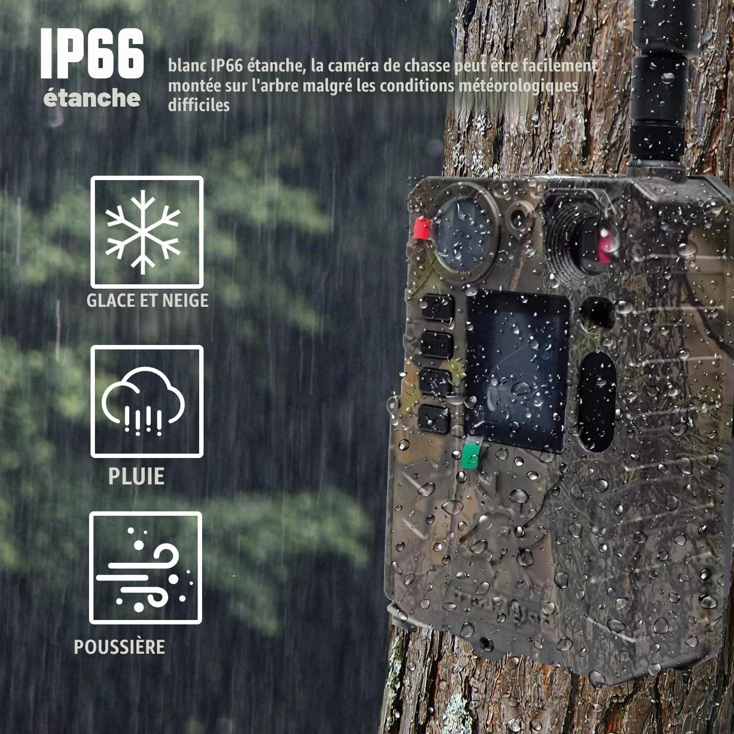 Bolyguard Camera Chasse 4G Caméra de Chasse GSM 37MP 4K HD Vision Nocturne 100ft piege Photo IP66 (SD Incluse 32 Go)