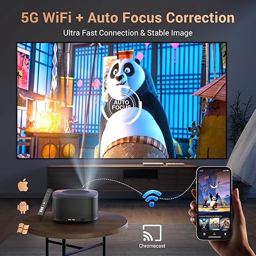Miniatura 3 de HAPPRUN Proyector 4K, [Auto Focus/Keystone] Proyector de TV Android con WiFi y Bluetooth, Netflix/YouTube/Prime Video con licencia oficial,