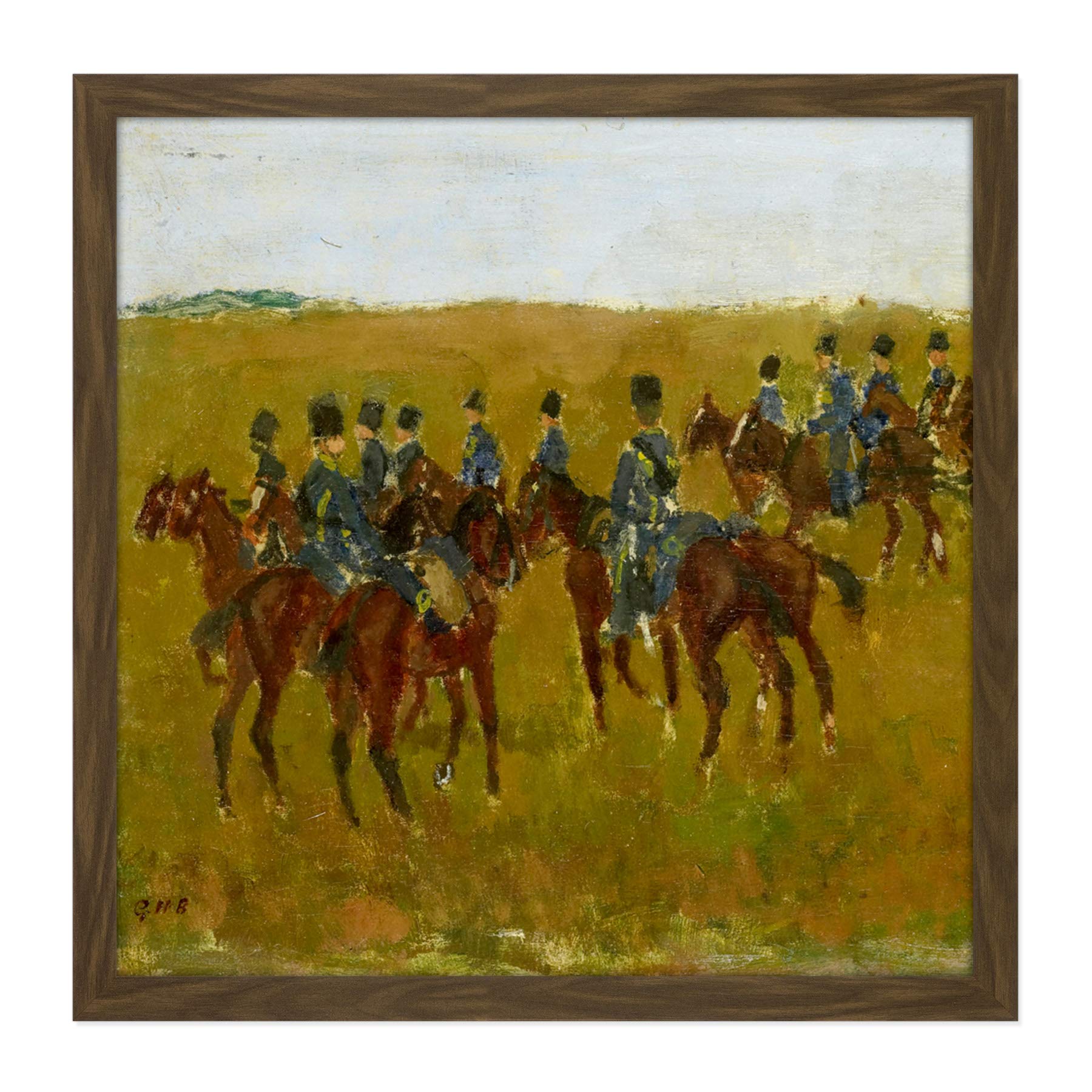 Artery8 Breitner Artillery Maneuver Army Horse Painting Square Wooden Framed Wall Art Print Picture 16X16 Inch