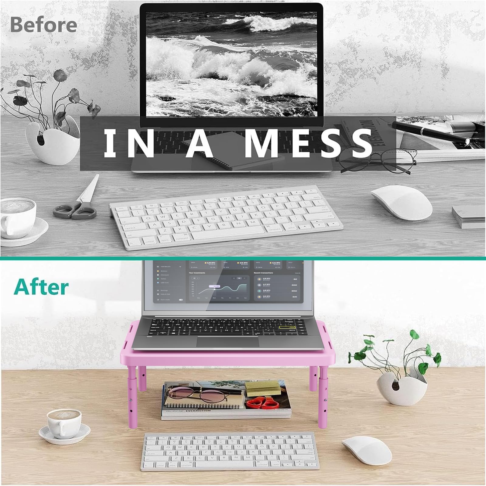 WALI Computer Monitor Stand for Desk, Adjustable Laptop Riser, up to 44 lbs view 7