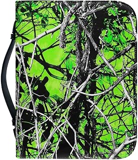 ZDCUSTOM Bolsa bíblica de camuflaje con asa y bolsillo con cremallera, piel sintética, color verde, para caza, color roble y camuflaje, para escuela, viajes, regalos cristianos, 2XL