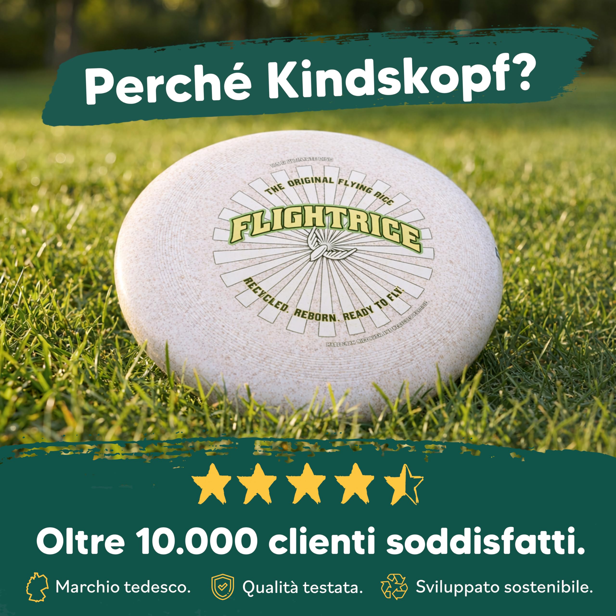 Frisbee Professionale 175g in Plastica Riciclata Antiscivolo per Spiaggia e Parco