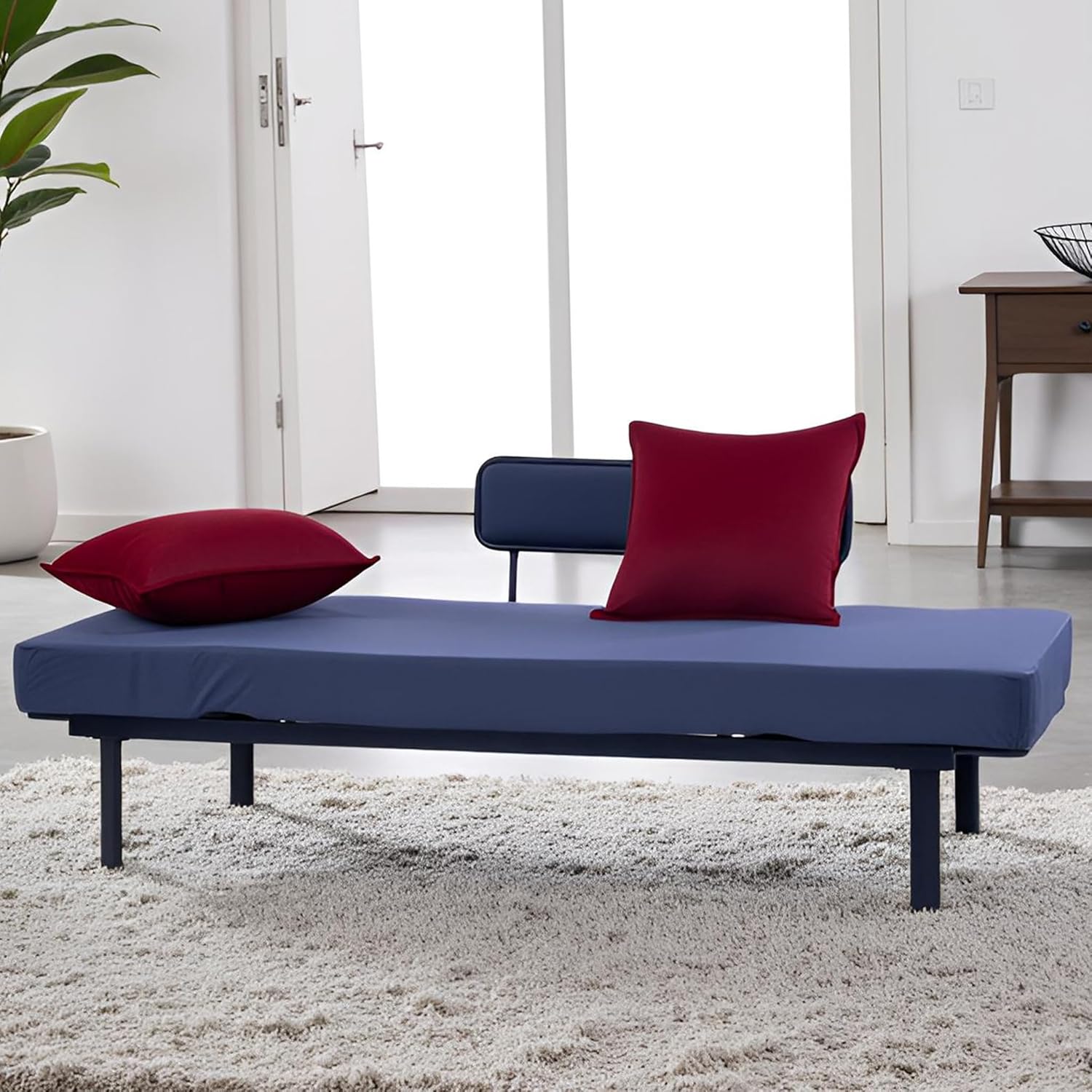 Spacecrafts Recliner Diwan Sofa Cum Bed | 3 Seater | Relaxing Bed | Super Soft Foam Mattress | Adjustable Head Rest with 5 Reclining Stage | Daybed with Metal Frame Upholstered Sofa (Grey and red) Spacecrafts Recliner Diwan Sofa Cum Bed | 3 Seater | Relaxing Bed | Super Soft Foam Mattress | Adjustable Head Rest with 5 Reclining Stage | Daybed with Metal Frame Upholstered Sofa (Grey and red)