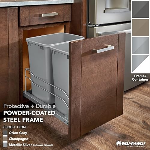 Miniatura 2 de Rev-A-Shelf Bote de basura extraíble para armarios de cocina de altura completa de 50 cuartos de galón de 12.5 galones con toboganes de cierre suave