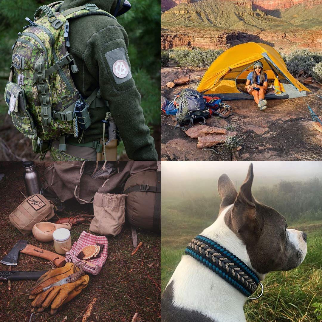Cuerda de paracaídas de 4 mm, Juego de Colores Militares aleatorios (6 x 5 m y 5 x 10 m), Ideal para Camping, Supervivencia, al Aire Libre, Manualidades, Bricolaje, Cuerda 100% Nailon de 4 mm,