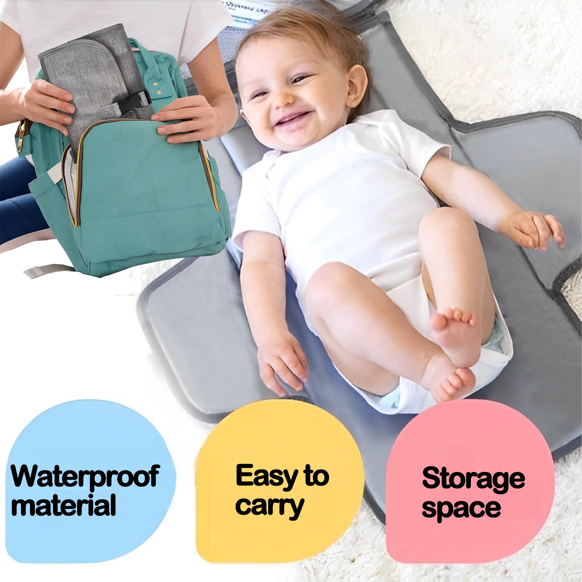 Almohadilla De Cambio De Pañales Portátil Gris, Regalos Para Bebes Recien Nacidos,Antidesmontable, Adecuado Para Viajes, Visitas a Familiares y Amigos o Para Su Uso En Lugares Públicos