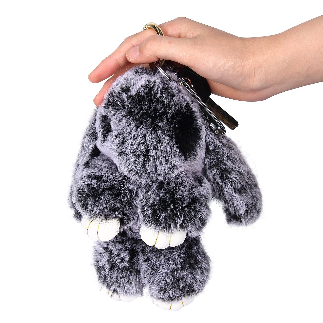 Amazon.co.jp: SOROY ふわふわ ファー ウサギ キーホルダー 可愛い  