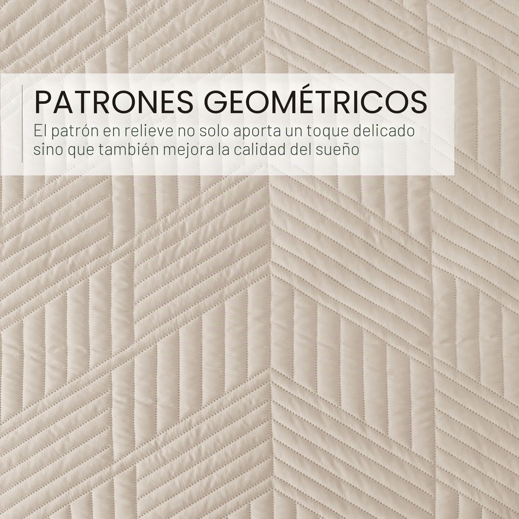 Exclusivo Mezcla Colcha Acolchado para Cama 135/150 - Ligero, Suave y Geométrico Moderno, para Todas Las Estaciones, 220x240 cm, Beige (1 Cubrecama y 2 Fundas de Almohada)