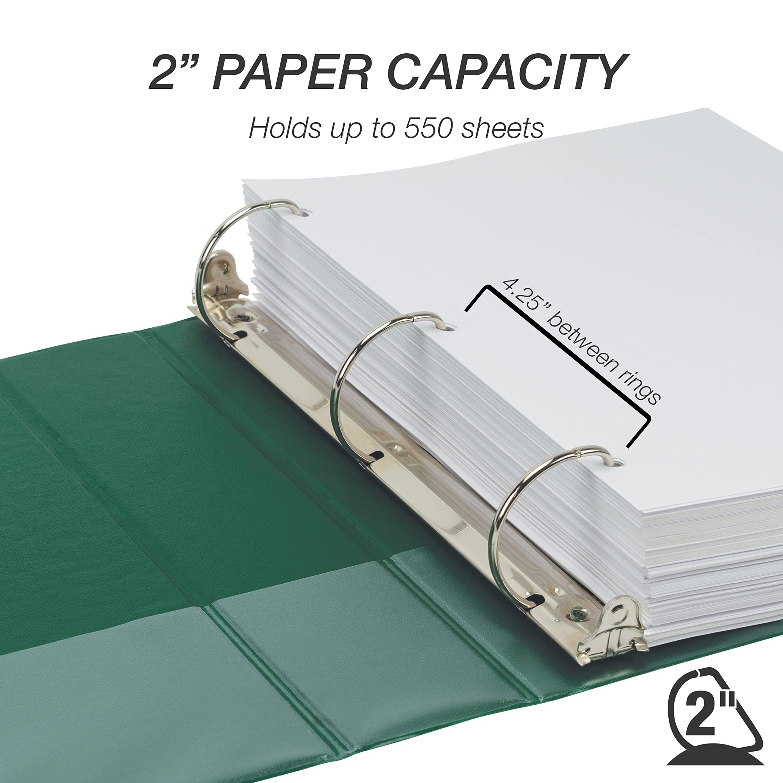 Samsill 2 Inch D-Ring Binder 4 Pack - Customizable Clear View, Holds 475 Pages, Made In USA, Yellow