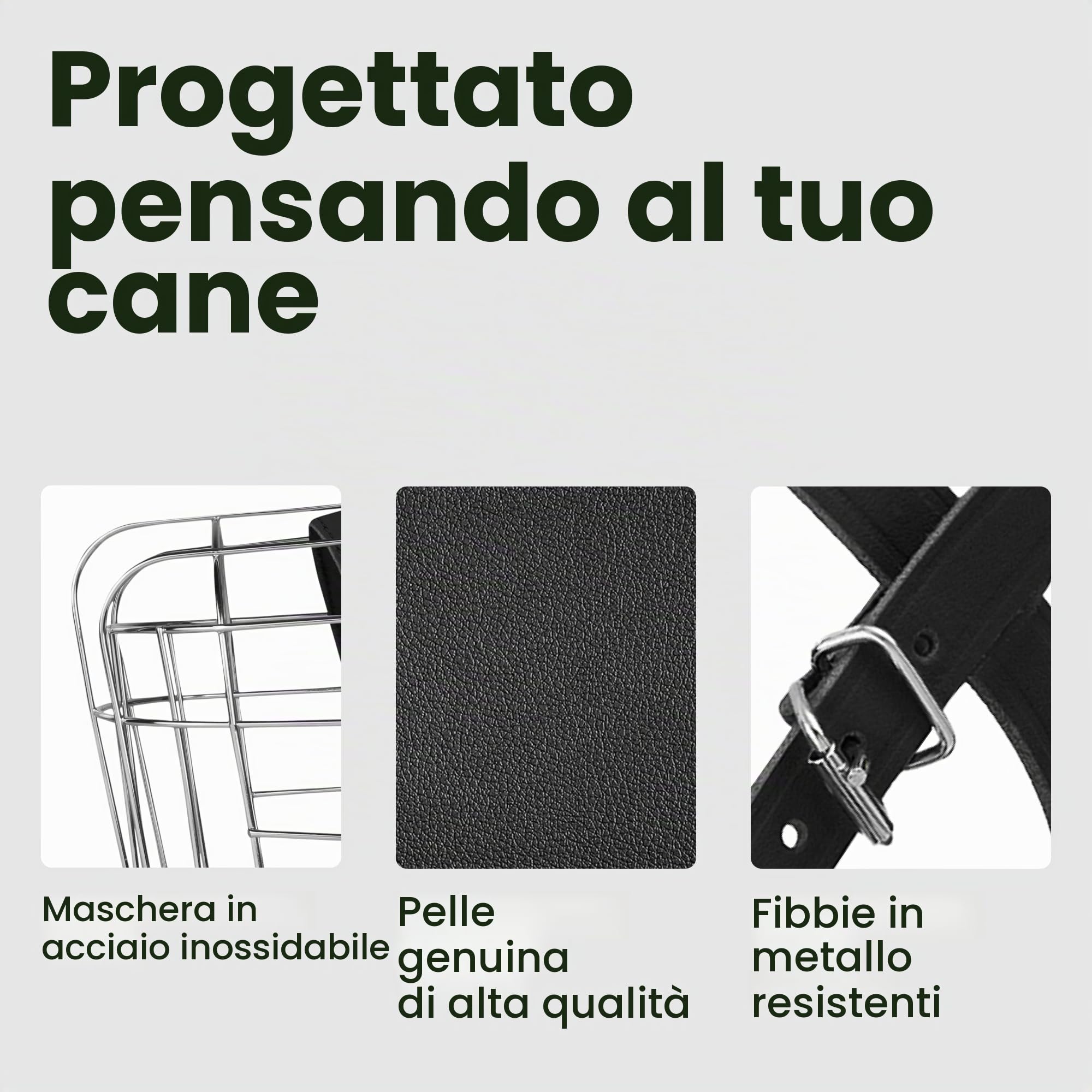 BronzeDog Museruola per cani in metallo, con cestino in filo metallico, maschera traspirante con cinghie in pelle regolabili, per cani di taglia extra large (XL)