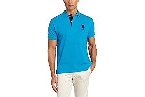 Men's Classic Fit Short-Sleeve Pique Polo with Embroidered Appliqué Shirt