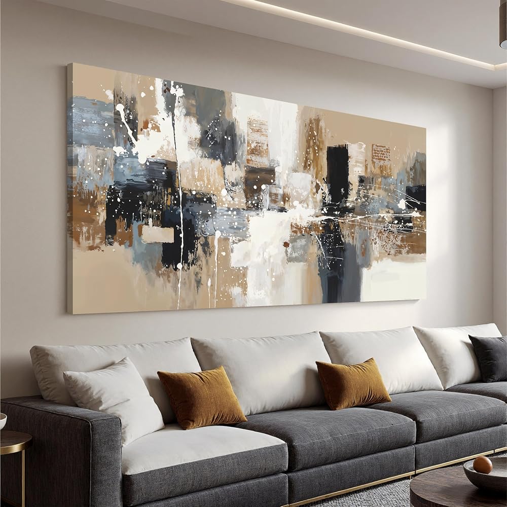 Large Abstract Wall Art Prints Canvas Art Wall Decor For Living Room Brown Wabi Sabi Abstract Black Art Print Aesthetic Home Wall Decor Painting Picture For Bedroom Study Office Wall Decoration 29×58 Inch