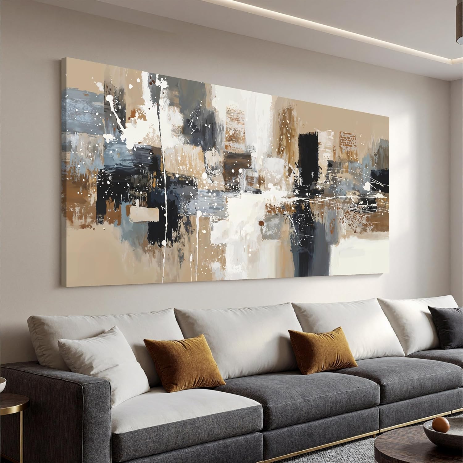 Tsomzxng Black Abstract Canvas Wall Art Decor For Living Room 20×40 Inch