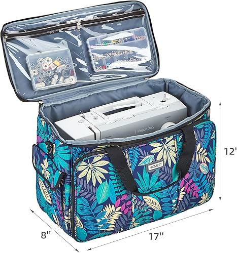 Miniatura 16 de Homest - Caja de transporte de máquina de coser; bolsa universal con correa para el hombro, compatible con la mayoría de las máquinas estándar Morado