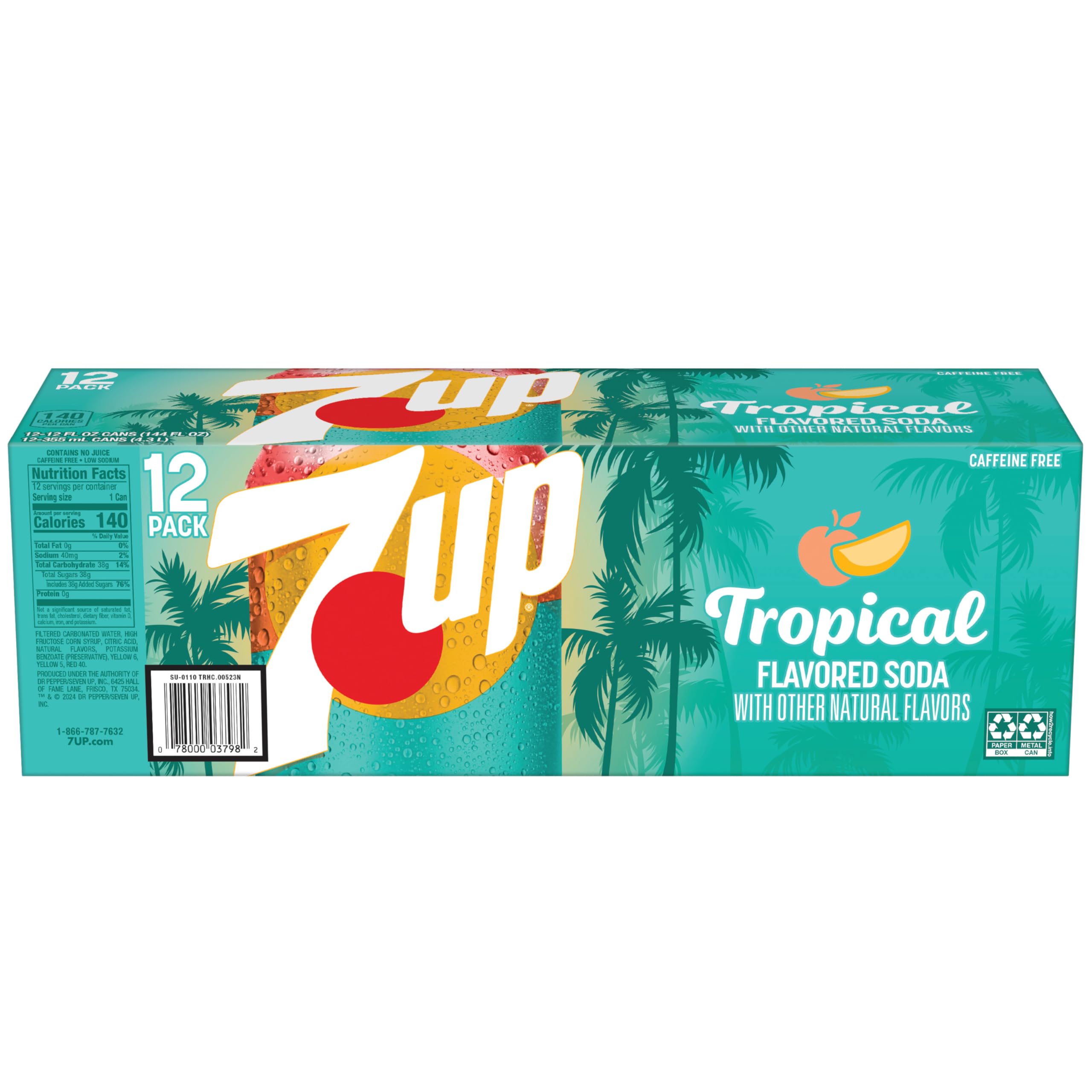 7UP Tropical Soda, 12 fl oz cans, 12 pack