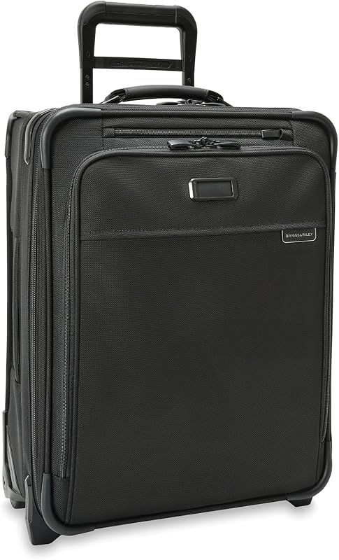 Briggs & Riley Global 2-Wheel Expandable Carry On - Luggage for International Travel, Suitcases with Wheels, Softside Rolling Bag for Men & Women, Self-Repairing Zipper - Baseline Collection, Black