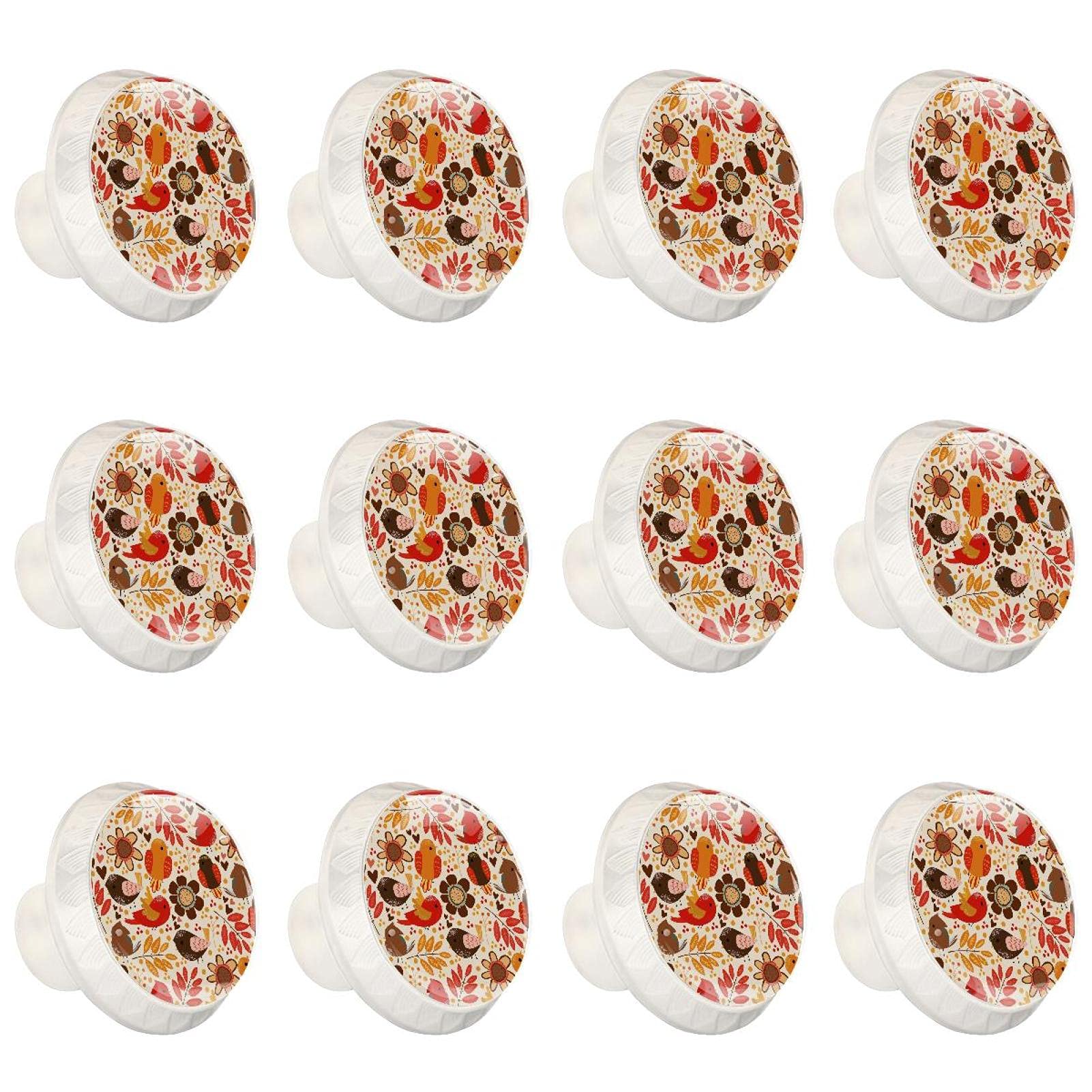 Boutons d'armoires de cuisine ronds en lot de 12 poignées pour tiroir de commode motif automne