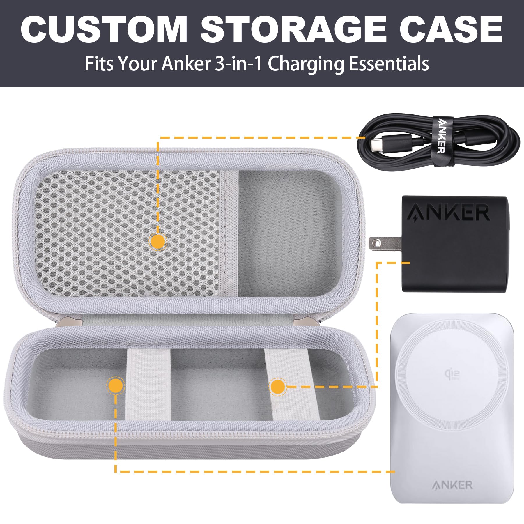 Anker コネクタケース シルバー Amazon.com: khanka Case for Anker Prime&MagGo 3-in-1 AirCool