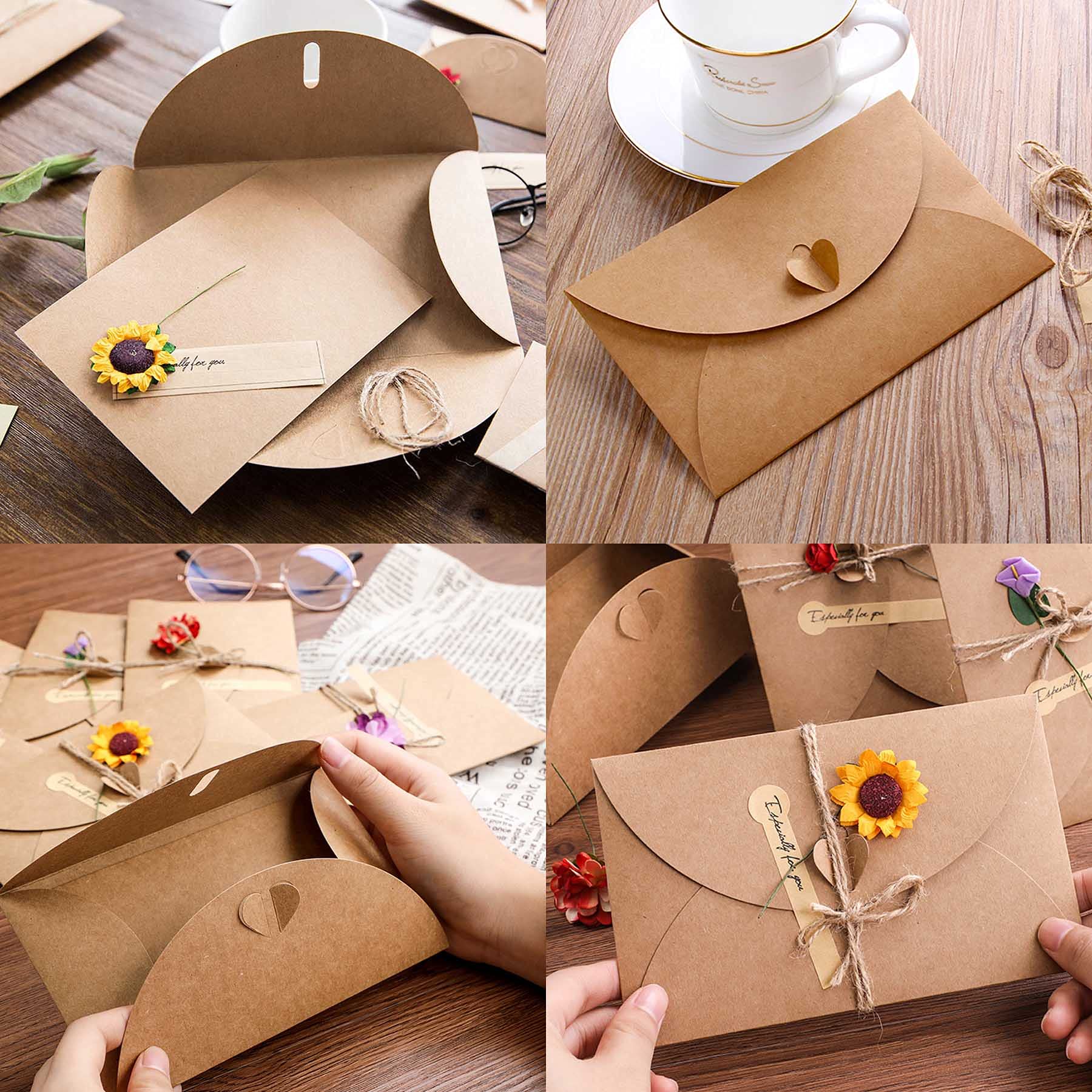 SLOSH 20 Biglietto Di Auguri Cartolina Buste Retrò Busta Carta Kraft Invito Vuote Cartoncini Augurali Di Matrimonio Compleanno Lettera Natale