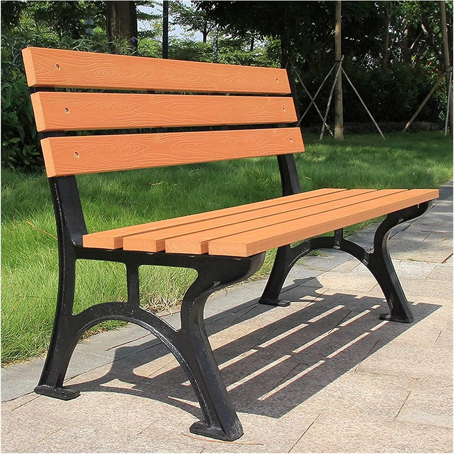 CAFIEDR Outdoor Garden Bench,Outdoor Garden Patio Bench for Your Leisure Time, Outdoor Plastic Wood Park Chair Garden Bench, Courtyard Seat with Backrest, Porch Lawn Decorative Seat