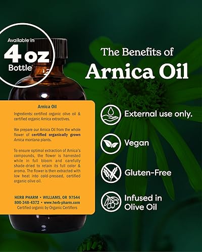 Vista 9 de Herb Pharm Aceite orgánico certificado, árnica, 1 fl oz