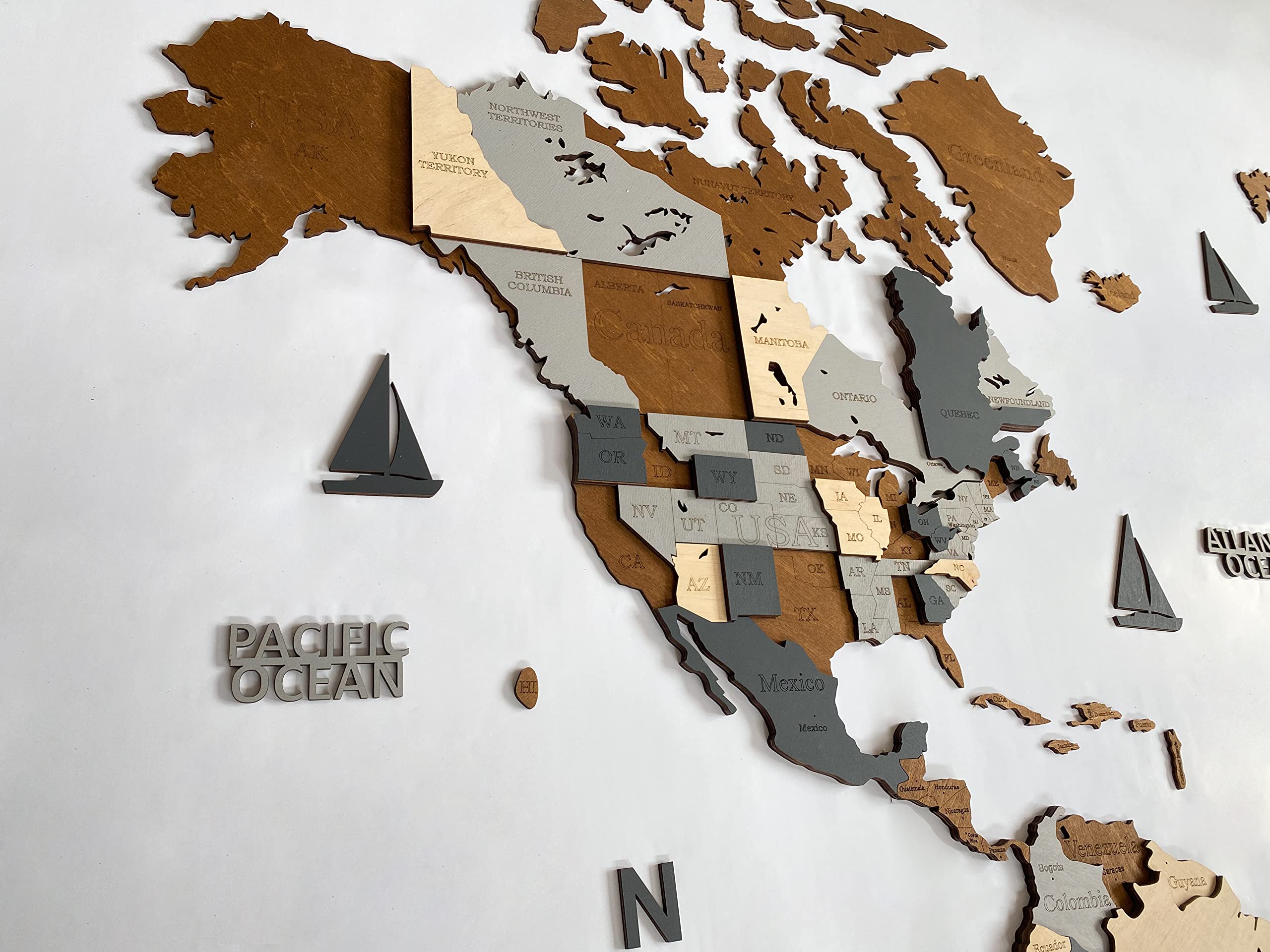 WoodLeo Mapa del mundo de madera 3D Art Decoración de Pared Grande - Talla (M, L, XL) Idea de Regalo para Cualquier Ocasión - Arte de Pared para Casa, Cocina u Oficina