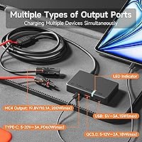 Vista 3 de 200W Portable Solar Panel for Power Station, 24% High Efficiency ETFE Foldable Solar Panel Charger, QC3.0, Type-C 60W, MC4 Output, IP65 Waterproof