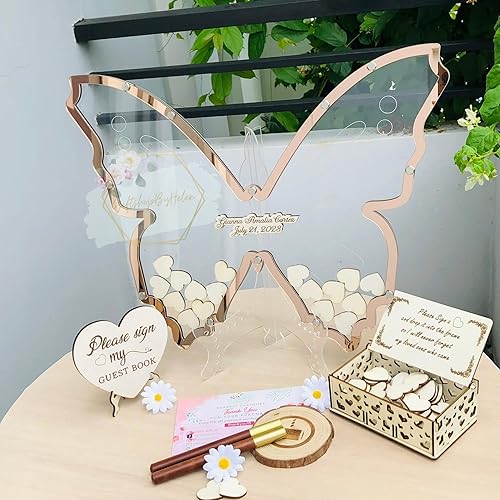 Alternative Quinceanera Butterfly Guest Book - Customizable Transparent Butterfly Guest Book Ideas - Perfect for Birthday, Sweet 15, Miss Quince,