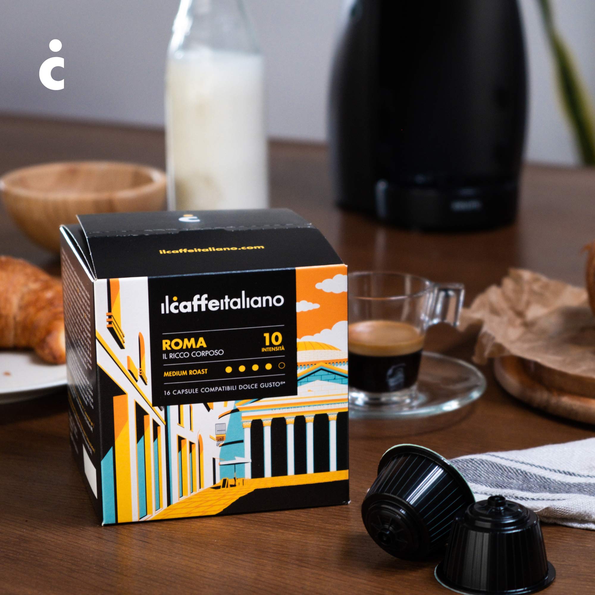 Dolce Gusto, 96 kapsułek do kawy z Dolce Gusto skombpatible - Il Caffè Italiano - mieszanka Roma, intensywność 10