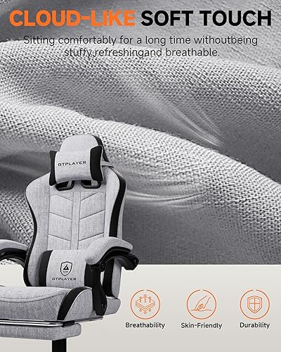 Miniatura 6 de GTPLAYER Silla de juegos con reposapiés, silla de juegos de computadora para adultos y niños, silla de jugador de altura ajustable con reclinación
