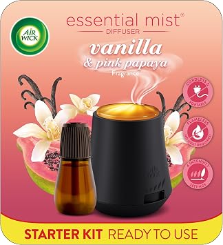 Air Wick Essential Mist Starter Kit Diffuser + Refill Vanilla & Pink Papaya Essential Oils Diffuser, Air Freshener Starter Kit