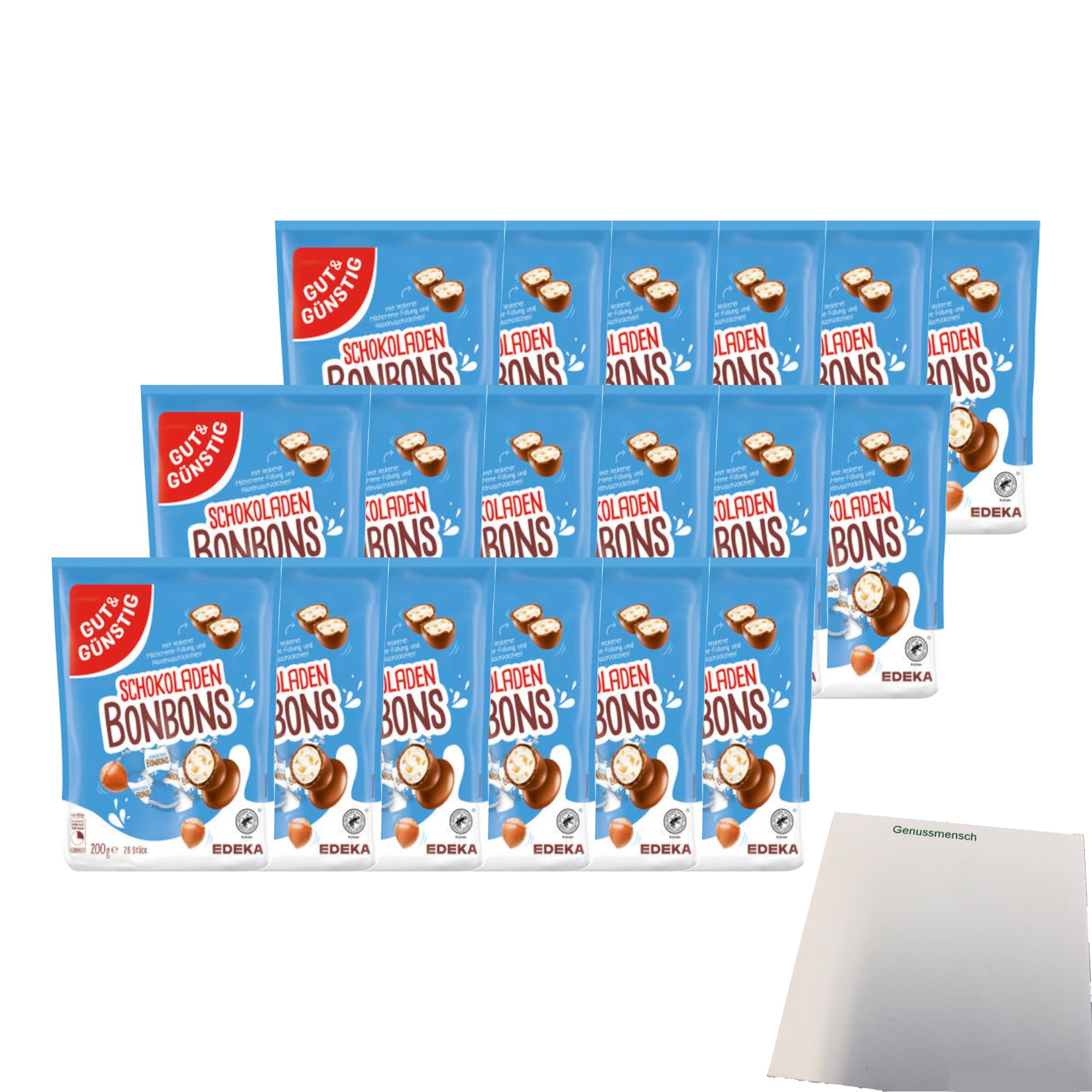 usy Bundle für Gut & Günstig Schokoladen Bonbons VPE (18x200g Packung) + usy Block