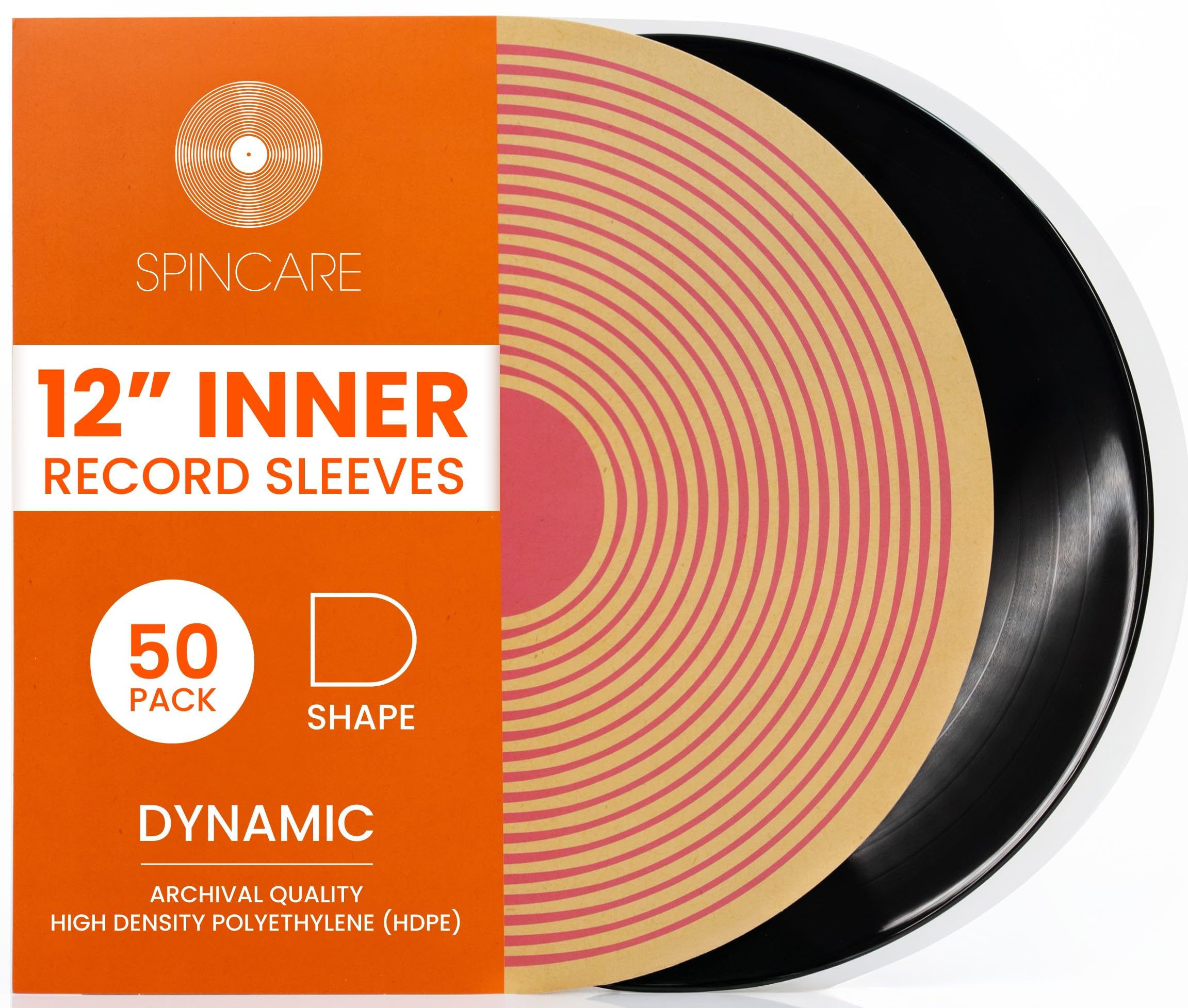 SPINCARE 50x Internal Vinyl Record Sleeves 33 Turn 12" LP | DYNAMIC Anti-Static Plastic Protective Pouch | 50 Micron HDPE | 307mm x 307mm-image-1