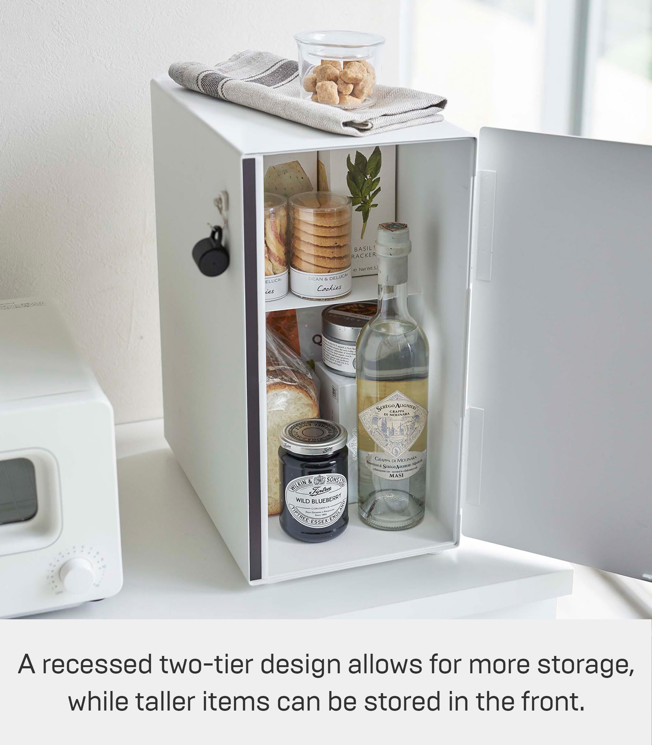 YAMAZAKI 5680 TOWER Bread Case Tall, white, Steel, 22 x 34.5 x 41 cm