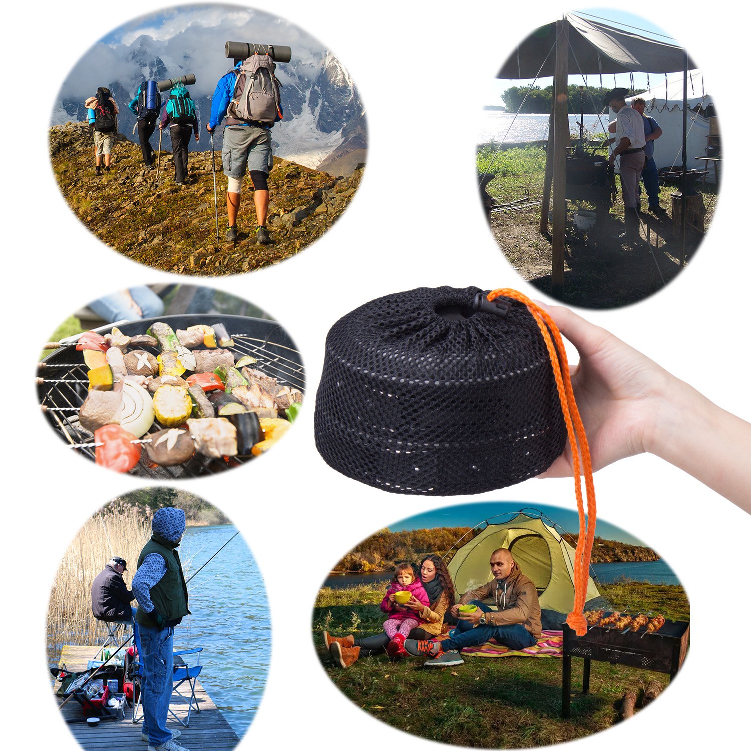 Campeggio Pentole, Camping Stoviglie Kit Camping Cookware Kit Utensili da Cucina Set per Campeggio per attività all'Aperto, Escursionismo, Trekking,Campeggio, Adatto per 1-2 Persone