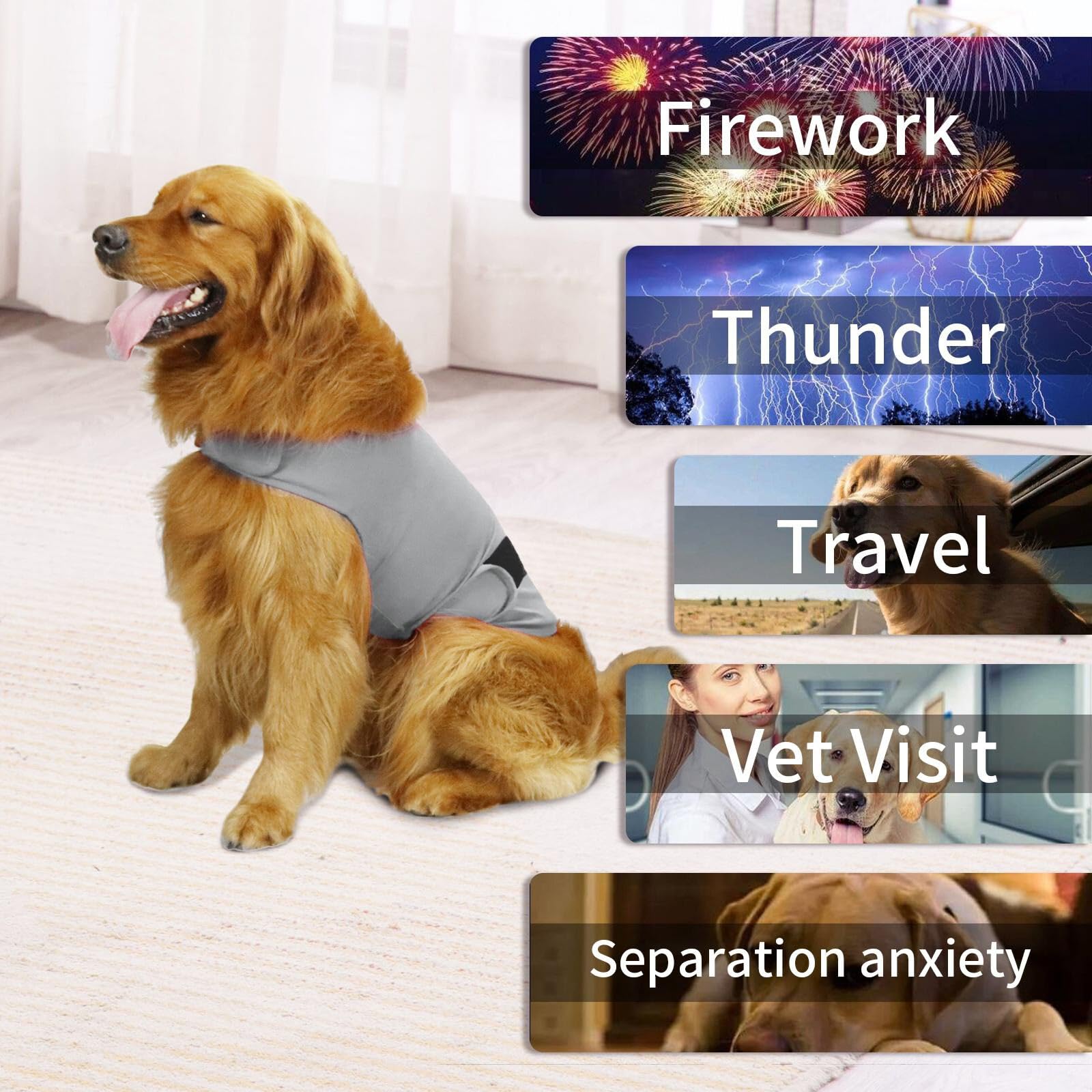 Giacca per l'ansia per cani cappotto calmante tuono per cani avvolgente per alleviare l'ansia gilet con striscia riflettente per animali domestici mantenere calmante comfort sollievo dallo stress