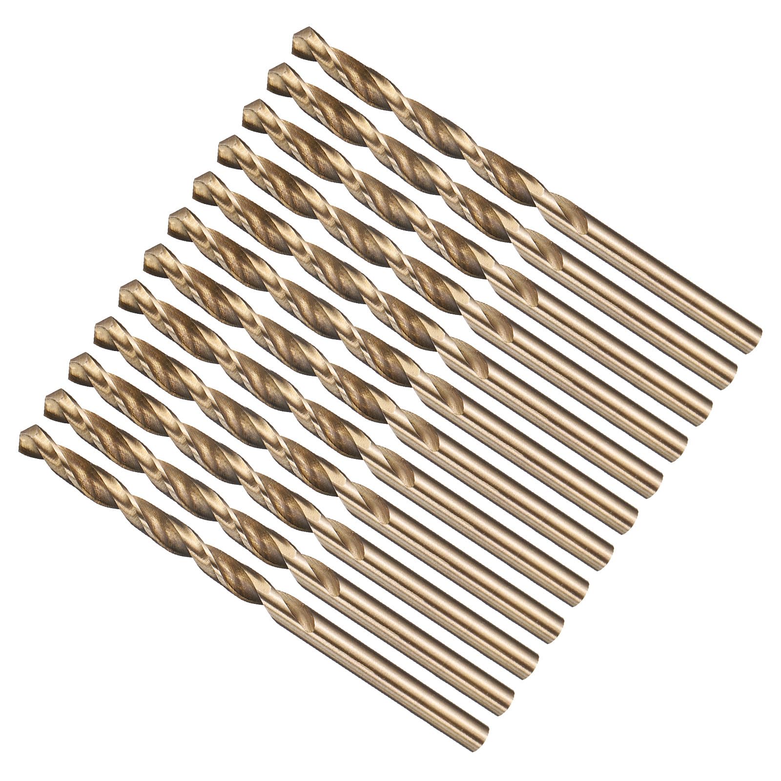 METALLIXITY 4.4mm Drill Bit (11/64") 12Pcs, 4241 High-Speed Steel Straight Shank Gold Finish 118° for Wood Plastic Iron Copper Aluminum Low Soft Metal — image 1