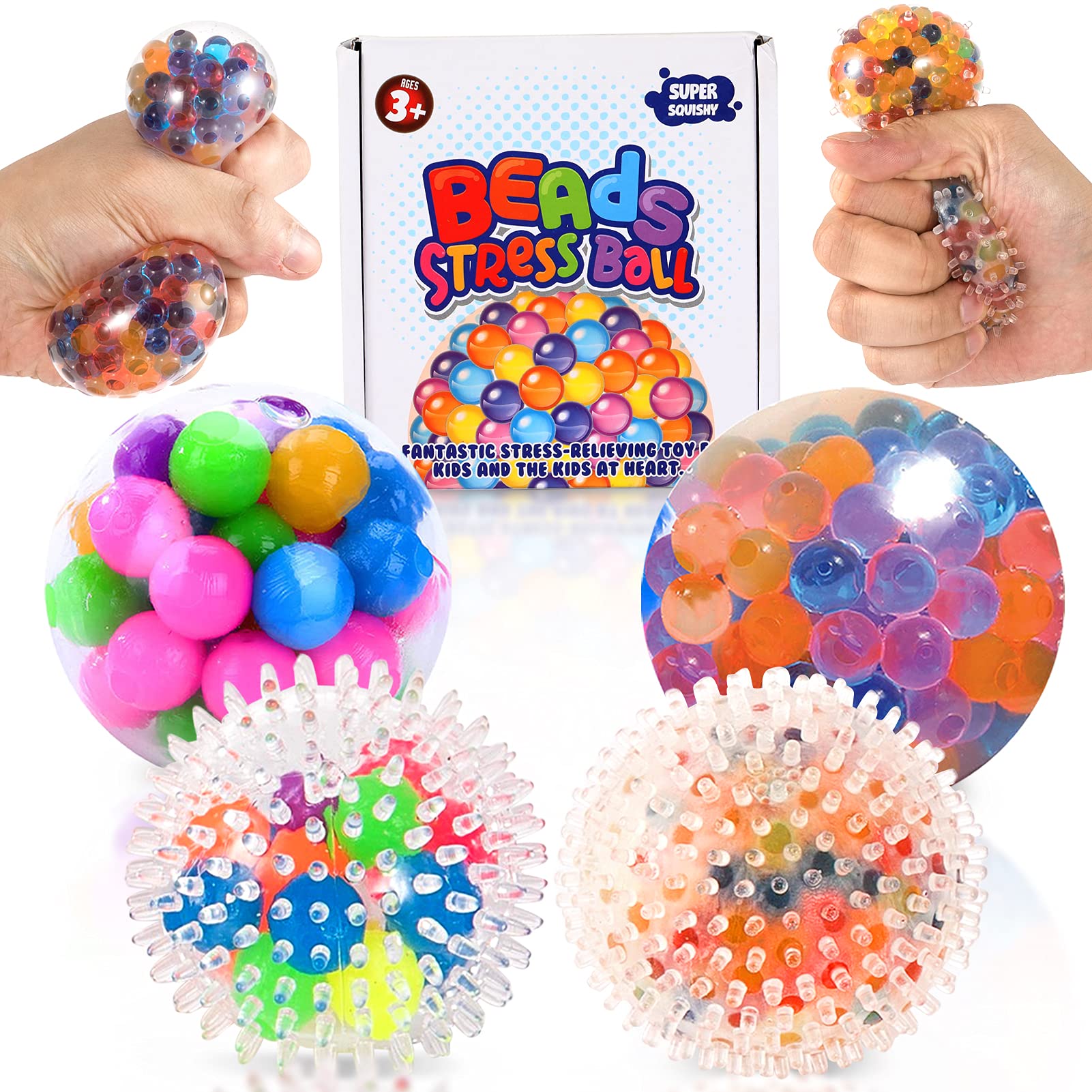 Sensory Stress Ball for Kids and Adults,4 Pack Sensory Spiky Stress ...