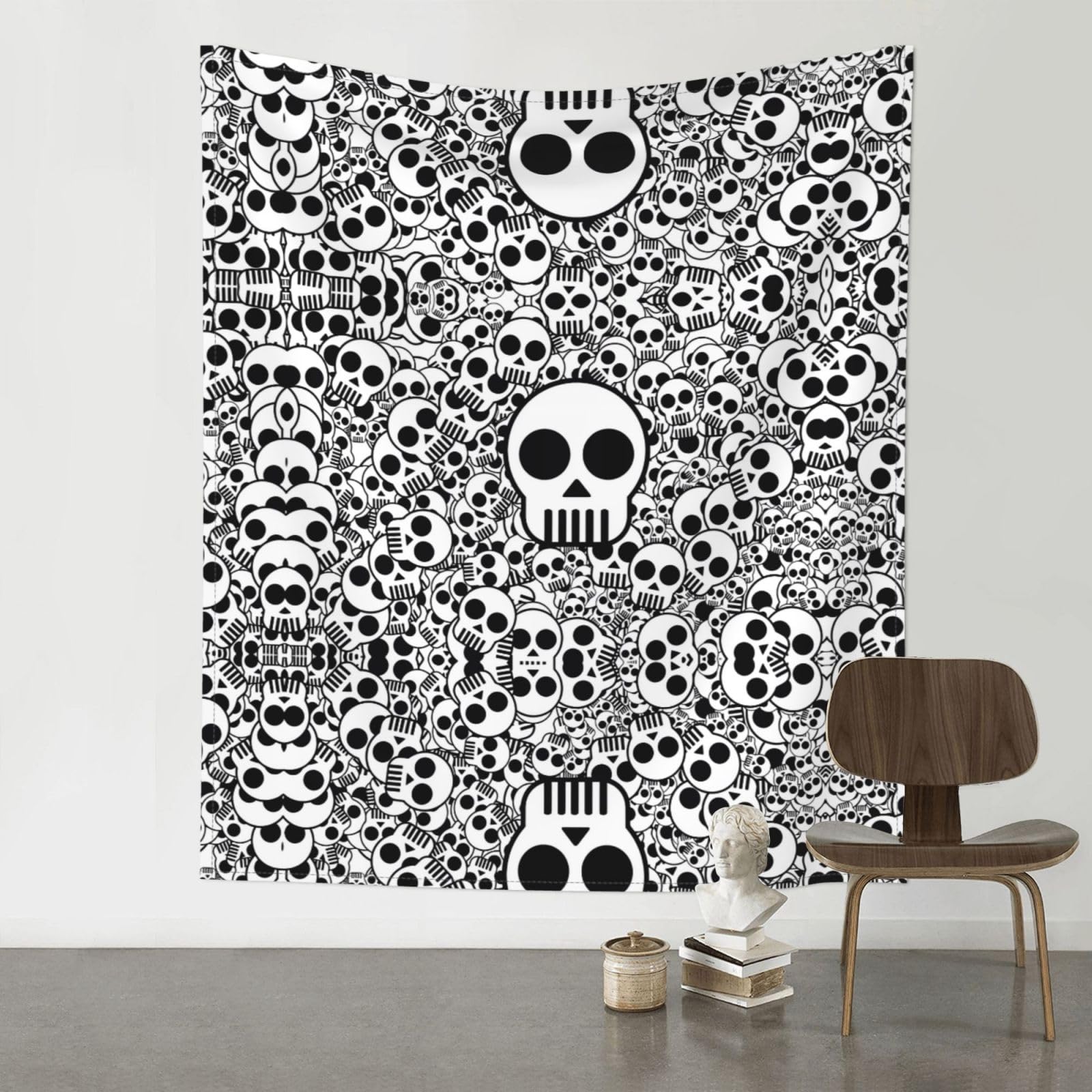 YYHWHJDE Black and white skulls Prints 60x51in Wall Tapestry – Dreamy Bohemian Throw Blanket for Bedroom, Dorm Room & Aesthetic Living Space Decor