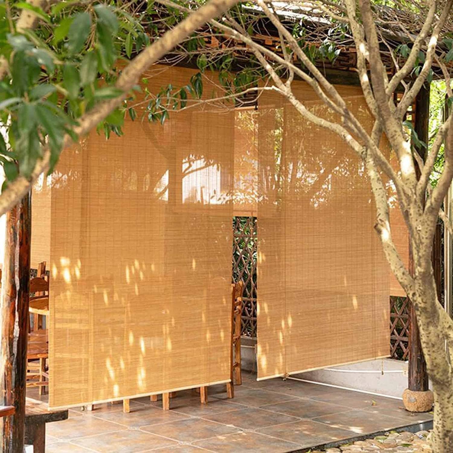 PHLEPS 竹 すだれ,天然竹ローラーブラインド、木製の遮光ローラー