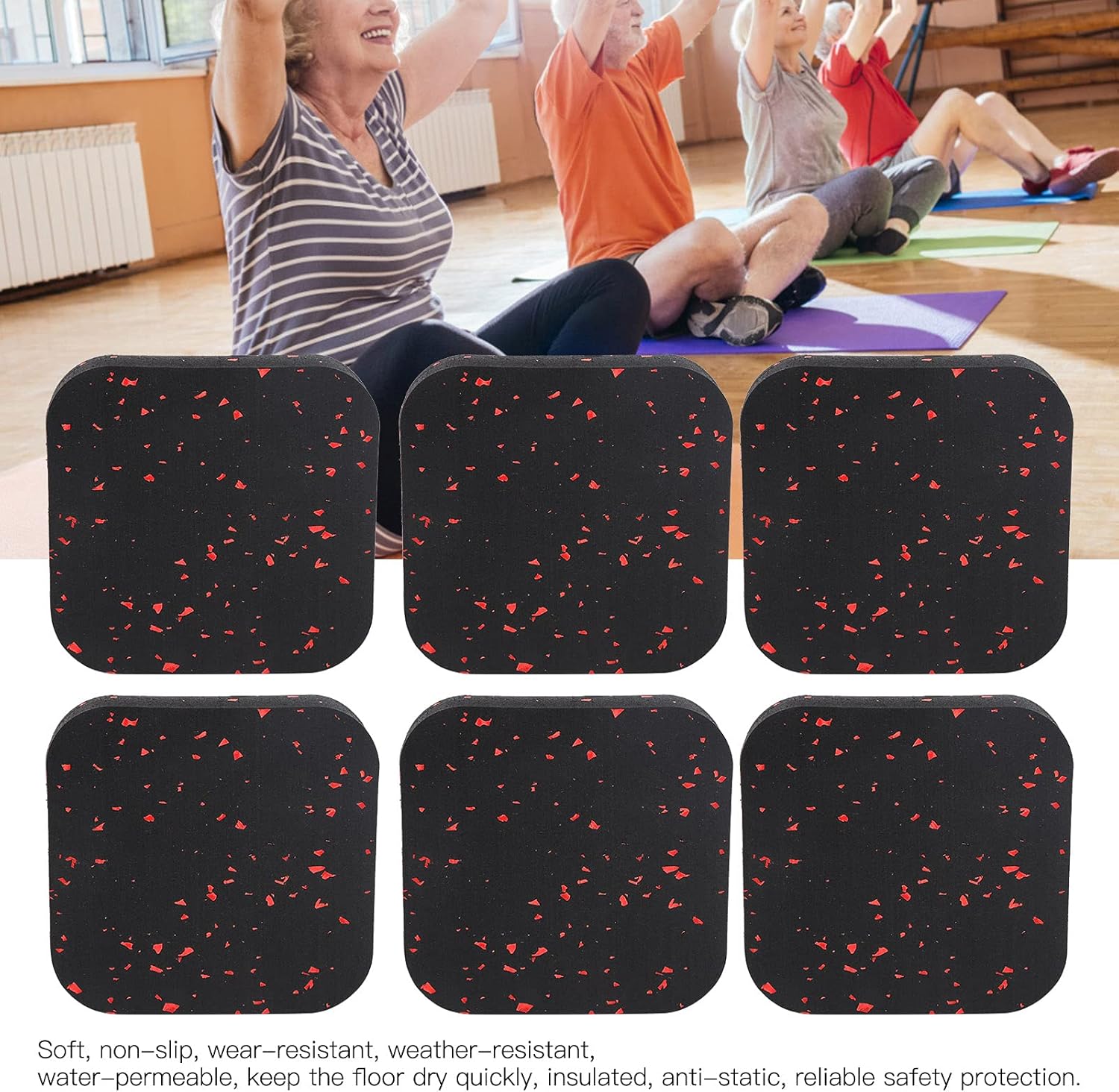 Treadmill Mat, High Density Rubber Sound Absorption Waterproof Exercise Equipment Mat Safety Protection Non Slip Fitness Mat for Hardwood Floors and Carpet Protection Gym Equipments(red)
