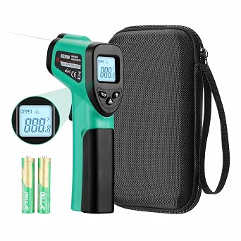 OnniOne Infrared Thermometer Gun for Cooking,58F1022F, Digital Laser Temperature Gun for Blackstone Pizza Oven Reptiles, IR Thermometer with Carrying Storage Case, Larger Font, LCD Backlit, Green
