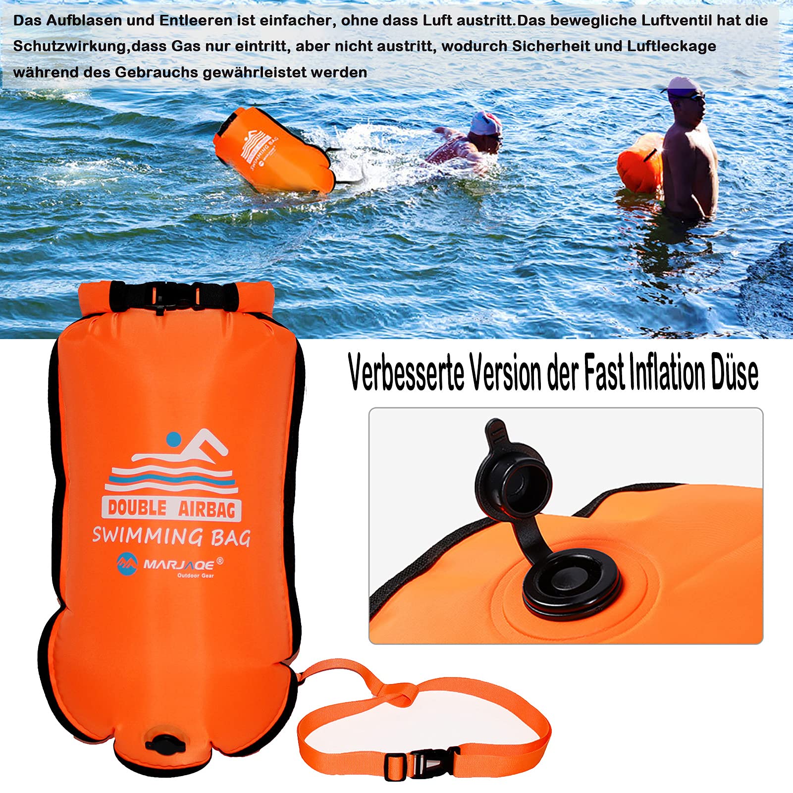 Premium Schwimmboje mit trockentasche, 20L für Triathleten, Stand up Paddling oder Wassersportler, offenen Wasser Schwimmer【Gut sichtbarer für wasserdichtes aufbewahren von Wertsachen】- TRAGBAR&LEICHT