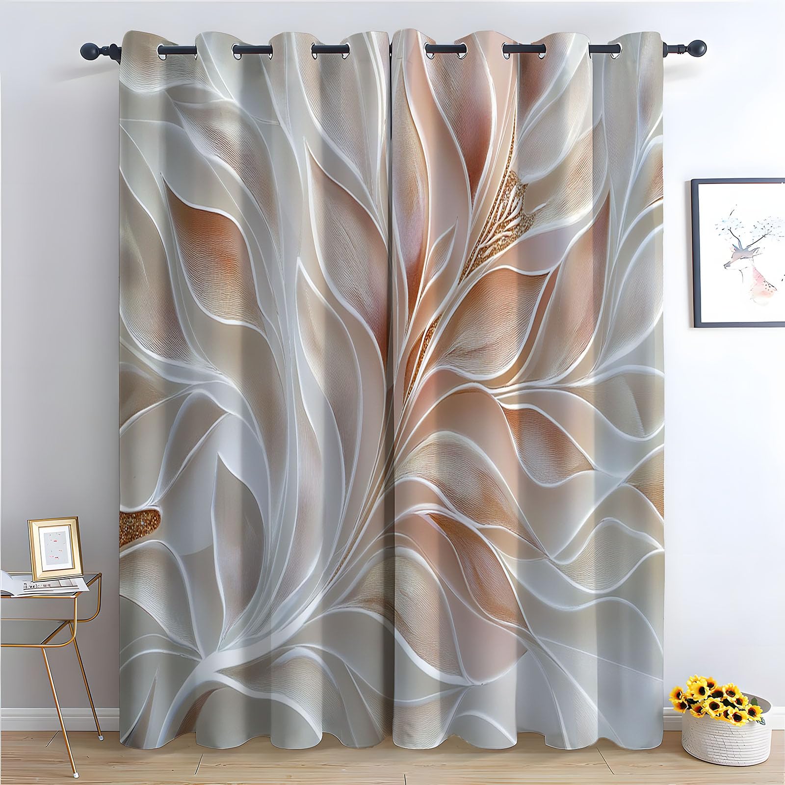Rideau Occultant Floral Abstrait Moderne Fenetre Salon H140