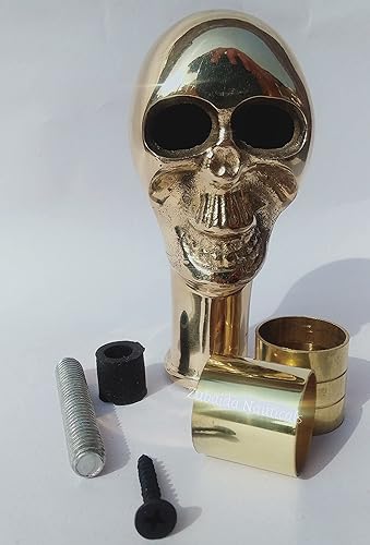 Miniatura 5 de Mango de cabeza de calavera de latón macizo antiguo para bastones de bastón