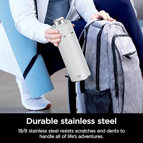 Miniatura 8 de Ninja DW2401WH Thirsti - Botella de agua de viaje de 24 onzas, para bebidas gaseosas carbonatadas, más frías y espumosas durante más tiempo, acero