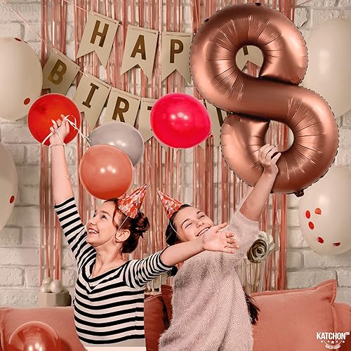 Miniatura 386 de KatchOn, Globo dorado gigante del número 8 de 40 pulgadas, globo dorado del número 8 para decoraciones de cumpleaños de 8 años para niñas