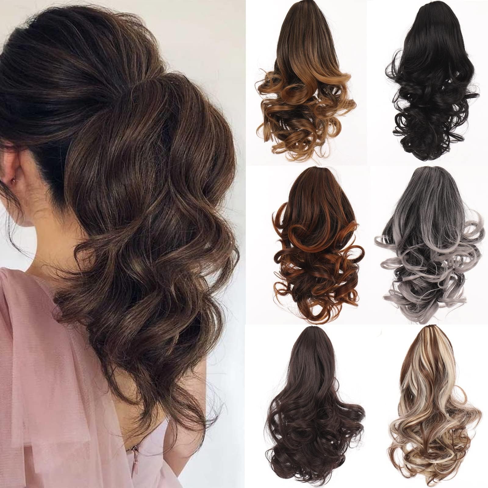 Haarverlängerungen Synthetische Kurzwelle Große Krallenklammer Pferdeschwanz Haarverlängerung Perücke Haarknoten Pferdeschwanz Damen Haarschmuck Haarteile Für F,SW184-30