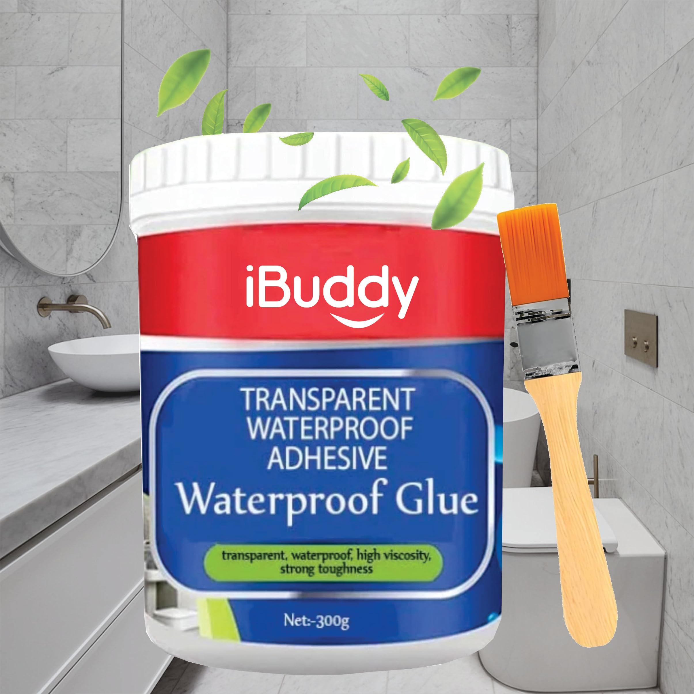iBuddy Roof Water Leakage Solution 300 gm, Crack Seal Glue With Brush Transparent Waterproof Glue, Roof Leakage Waterproofing, Super Strong Seepage Wall Solution for Pipe Wall Tiles